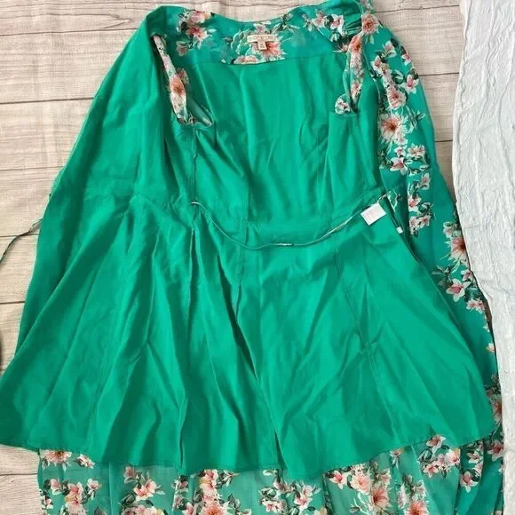 Eva Mendez women wrap maxi dress with side tie and floral print green - Picture 6 of 11